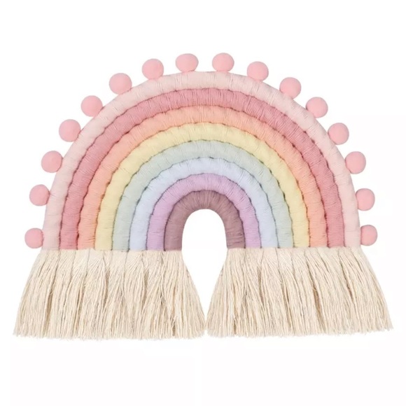 Rainbow woven macrame wall decor tapestry bedroom living room hanging Medium - Picture 4 of 8